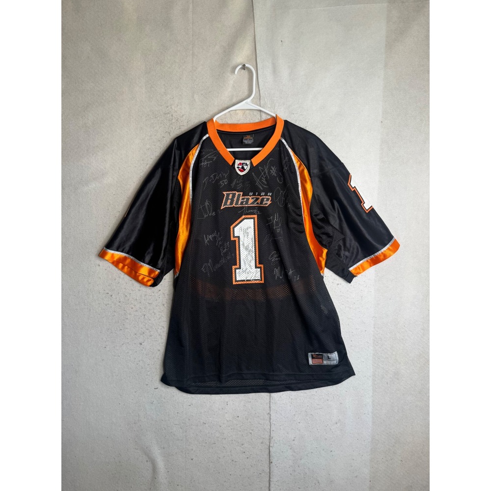 Utah Blaze AFL Arena Football League Signed Jersey Black Orange Mens Large 1